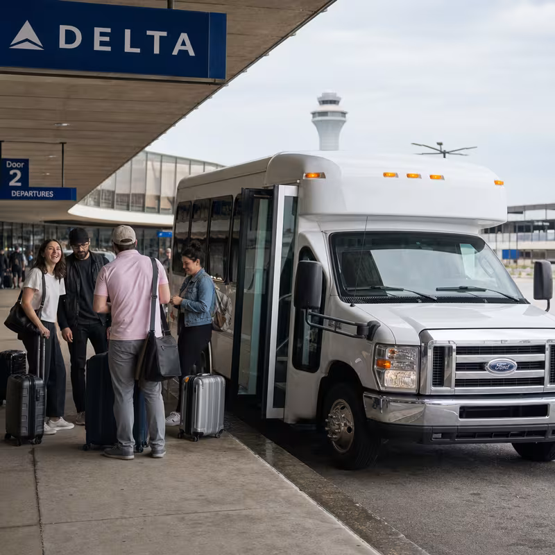 Black Mercedes Sprinter van staged for an Detroit Airport Transportation group
