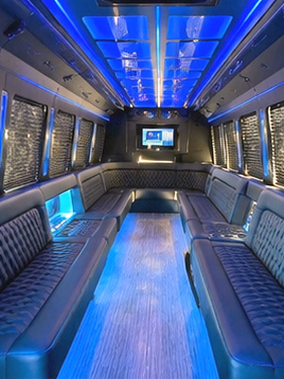 Detroit Birthday, Sweet 16, & Quinceañera Transportation party bus interior
