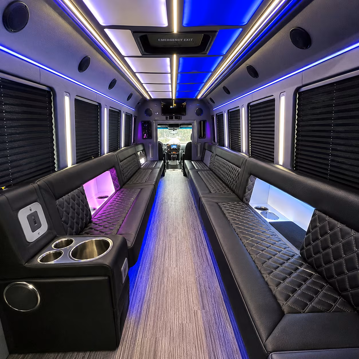 Detroit Private Event Transportation party bus interior