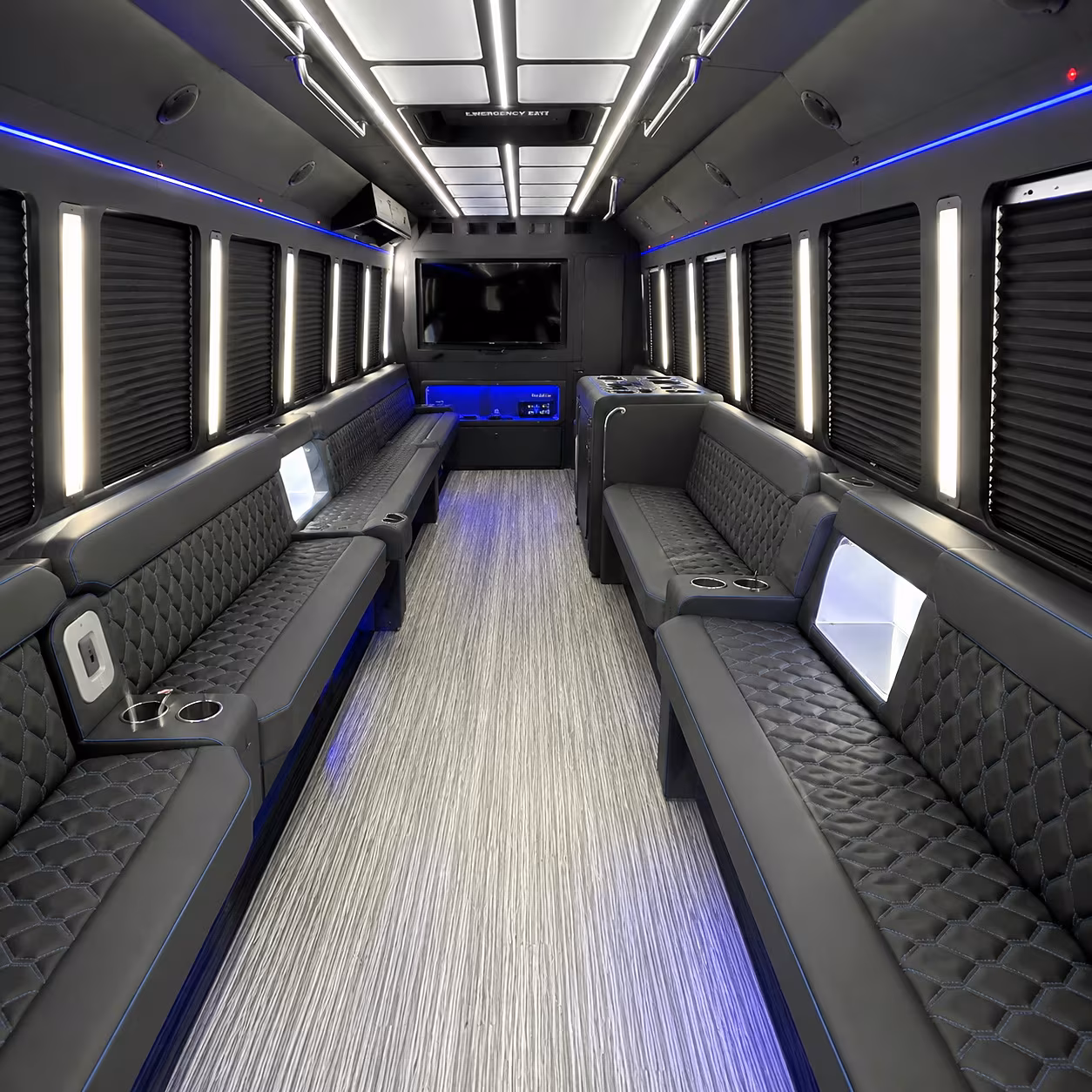 Detroit Sporting Event Transportation party bus interior