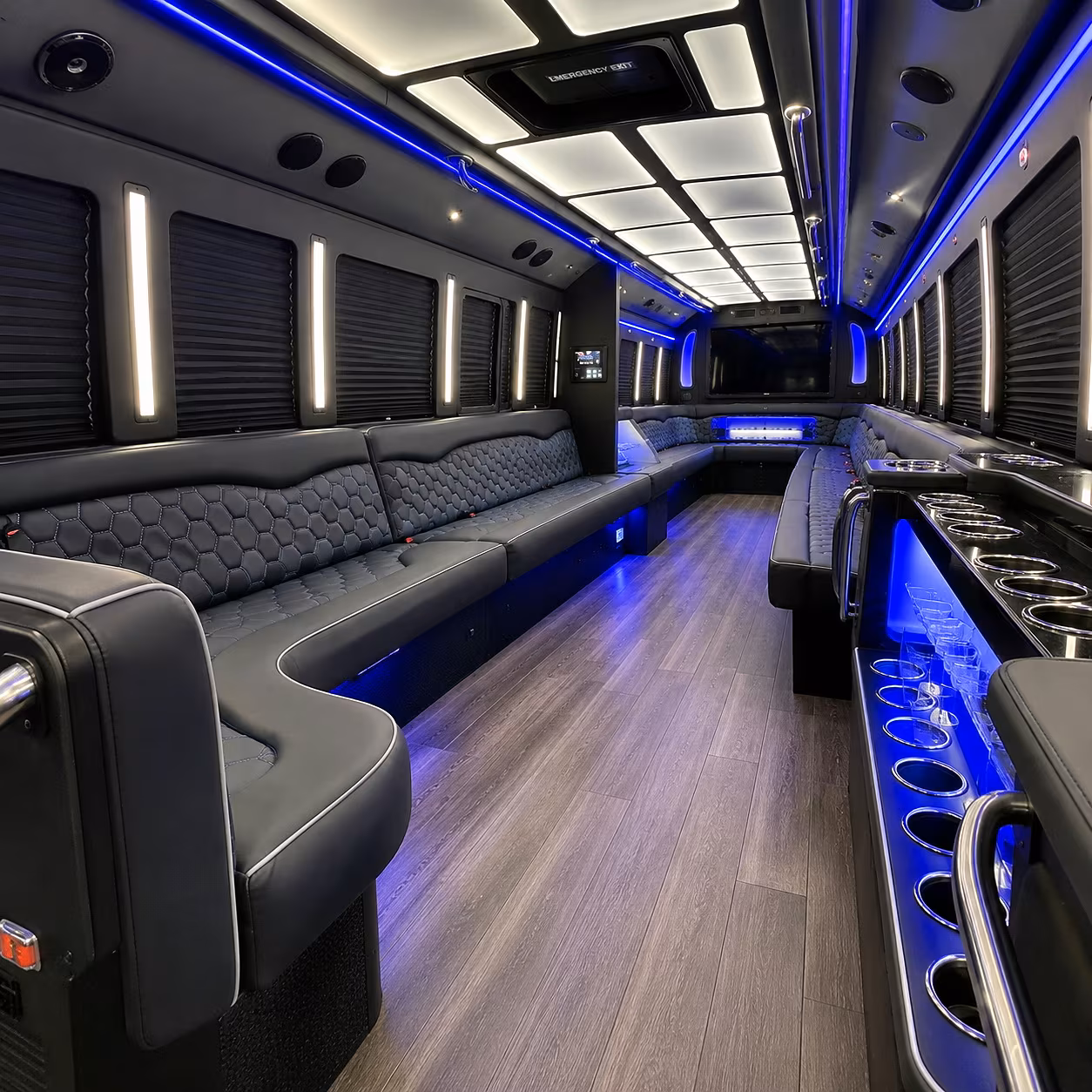 Detroit Wedding Transportation party bus interior
