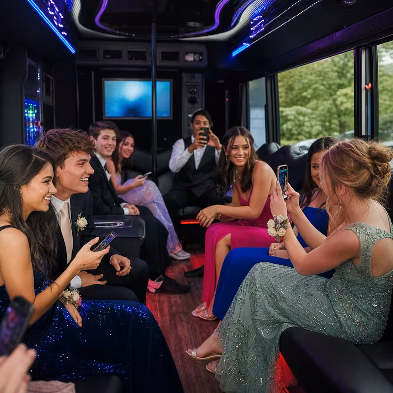 Black Mercedes Sprinter van staged for an Detroit Prom & Homecoming Transportation group