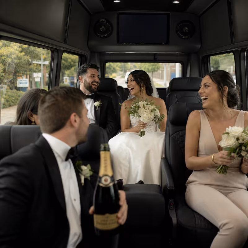 Black Mercedes Sprinter van staged for an Detroit Wedding Transportation group