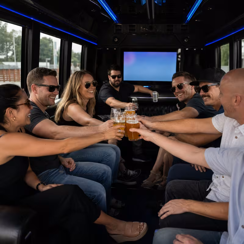 Black Mercedes Sprinter van staged for an Detroit Winery & Brewery Tour Transportation group