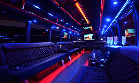 Clinton 30 Passenger Party Bus Black Interior