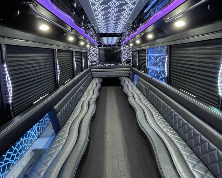 Shelby 30 Passenger Party Bus White Interior